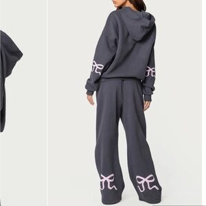 Edikted Hoodie & Joggers Set with Pink Bow Accents